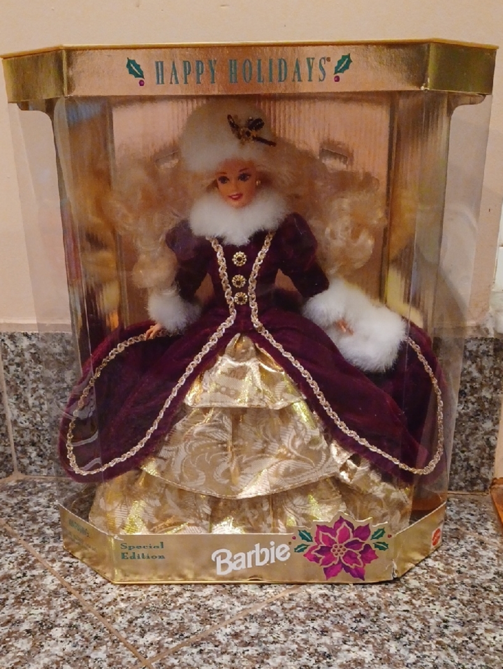 Barbie Burgundy & Gold Velvet Holiday Doll New In Box 1996